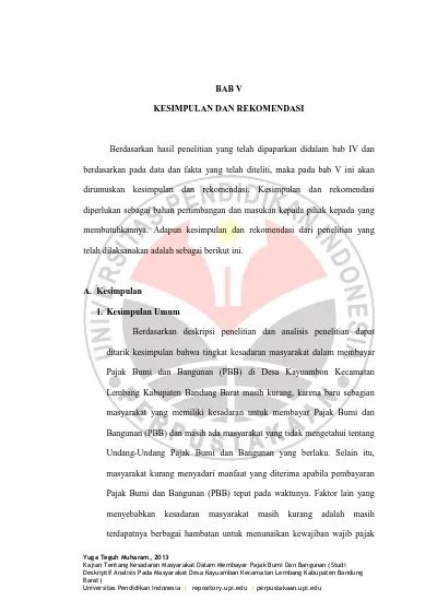 Bab V Kesimpulan Dan Rekomendasi