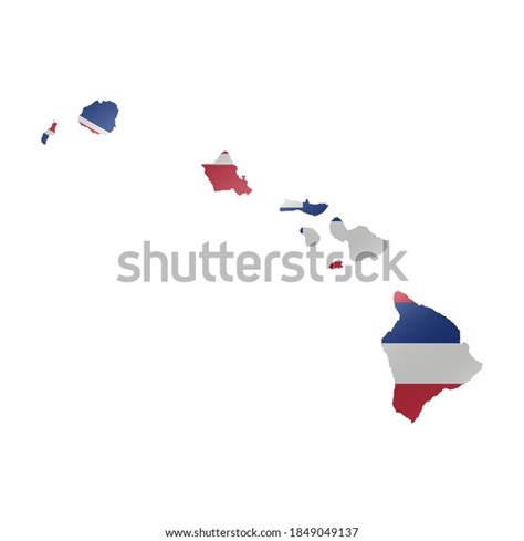 Detailed Waving Flag Map Hawaii Vector เวกเตอร์สต็อก ปลอดค่าลิขสิทธิ์