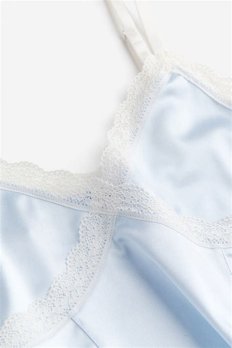 Lace Trimmed Camisole Top Light Blue Ladies Handm Us