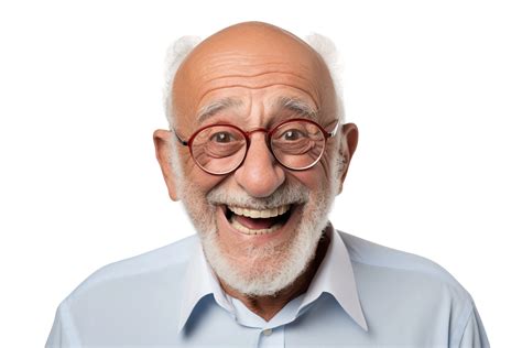 Ai Generated Happy Old Man With A Kind Expression On A Transparent