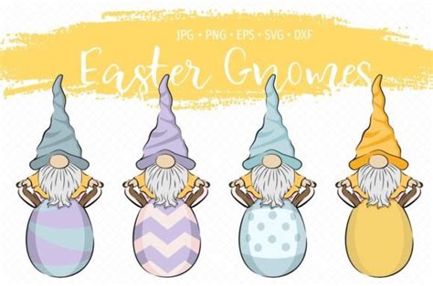 Gnomes With Easter Eggs Clipart Bundle Graphic By Scimmia Clipart