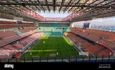 MILAN, ITALY, FEBRUARY 2, 2022 - View from inside of Giuseppe Meazza ...