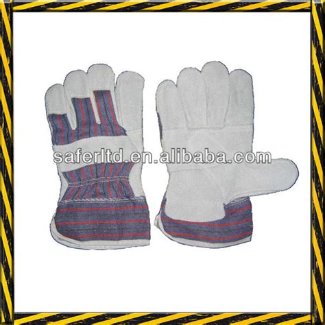 1251 Cow Split Leather Glove Patched Palm With Blue Denim Back Glove