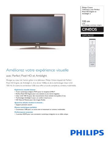 Philips Pfl D Cineos T L Viseur Fiche Technique De Produit