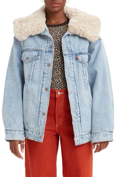 Levis® Oversize Faux Fur Collar Denim Trucker Jacket Nordstromrack