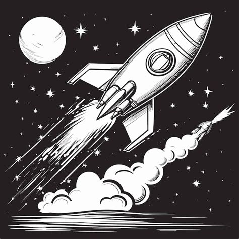 Premium Vector Vector Retro Rocket Sketch Hand Drawn Vector Illustration Cartoon