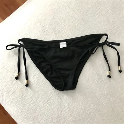 Women S Black And Gold Bikini And Tankini Bottoms Depop