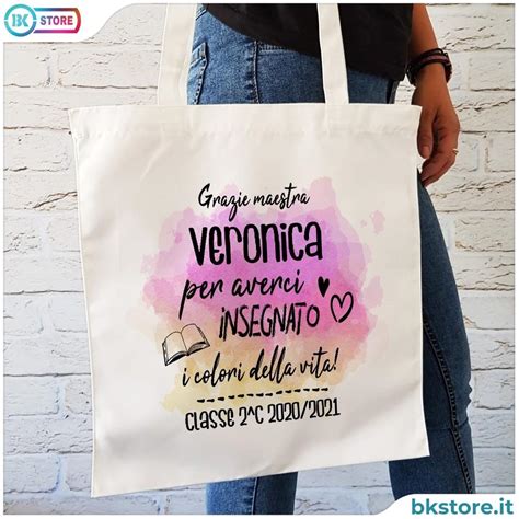 Borsa Shopper Personalizzata Per La Maestra Insegnante Con Nome