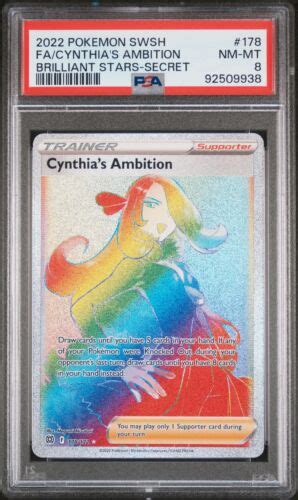 Cynthia S Ambition Rainbow Psa Nm Mt Brilliant Stars Pokemon