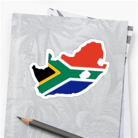 South Africa Map With South African Flag Sticker By Havocgirl Redbubble