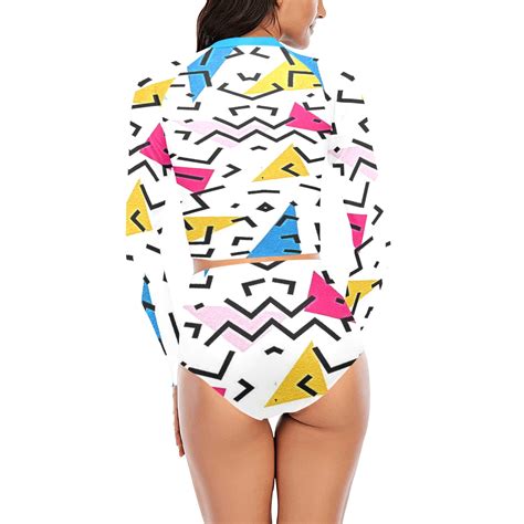 Triangles Ans Lines Long Sleeve Bikini Set Model S Id D