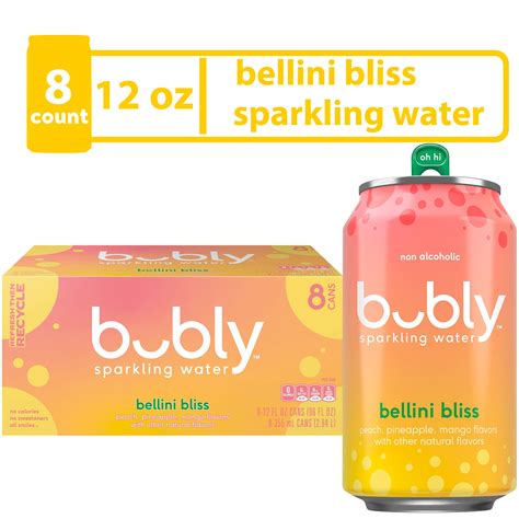 Bubly Bellini Bliss Sparkling Water 12 Fl Oz 8 Pack Cans