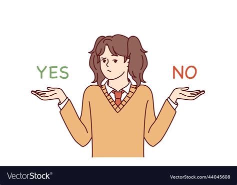 Confused Girl Make Decision Royalty Free Vector Image