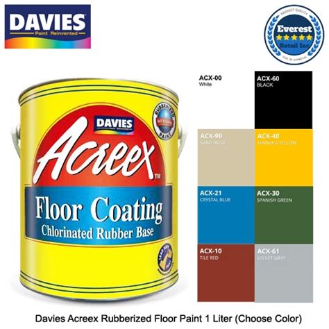 Davies Acreex Rubberized Floor Paint Liter Choose Color Gs O