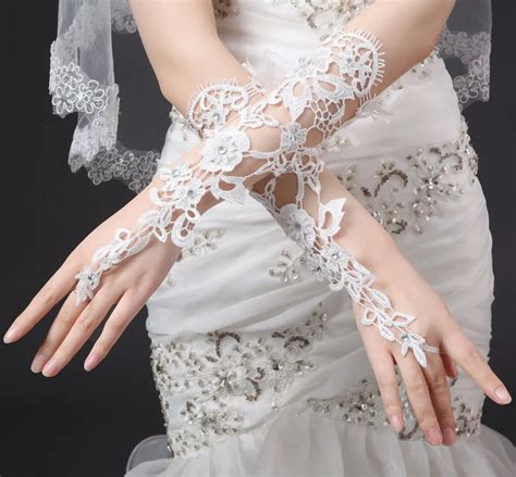 Bridal Gloves Luxury Lace Flower Glove Hollow Wedding Dress Accessories