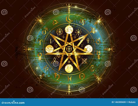 Wiccan Symbol Des Schutzes Altgold Mandala Witches Runen Mystische