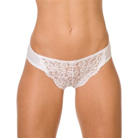 Womens Ladies White Sensuous Sheer Lace Underwear Briefs