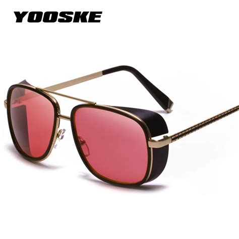 Yooske Iron Man 3 Tony Sunglasses Men Brand Coating Vintage Designer