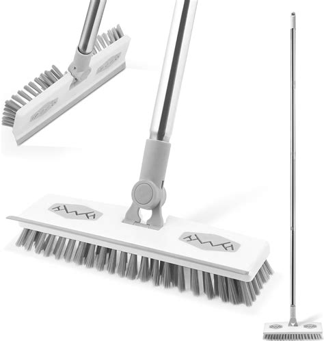 Boomjoy Floor Scrub Brush With Squeegee 3 In 1 Deck Brush 55 Long Handled Scrub