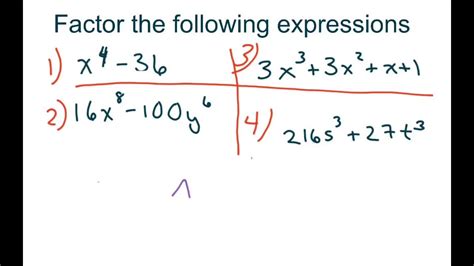 Factor The Following Expressions Youtube