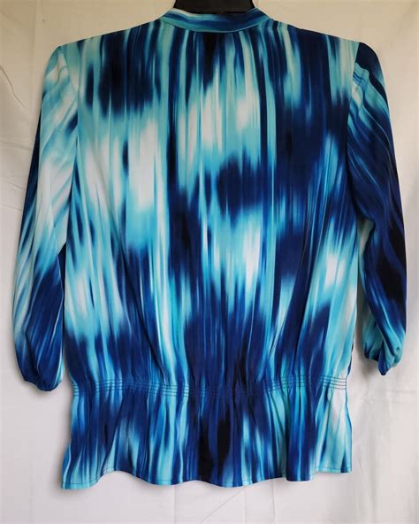 Chico S Tie Dye Button Down Blouse Size Sleeve Elastic Waist