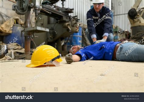 Industrial Accident Worker Accident Injury Machine Stock Photo