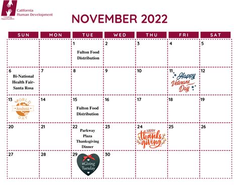 Events Calendar 2022 California Human Development