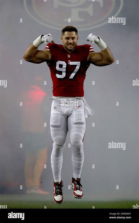 San Francisco Ers Defensive End Nick Bosa Runs Onto The Field