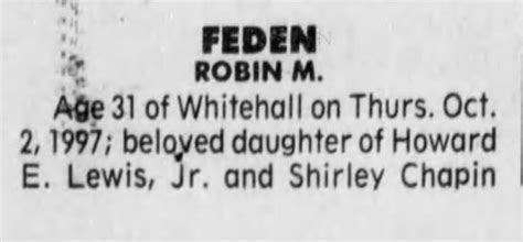 Robin Michelle Lewis Feden 1966 1997 Find A Grave Memorial