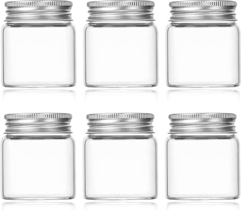 Danmu Art Pack Of 6 50 Ml Mini Glass Jars With Lids Spice Jars Mini Glass Bottles Amazonde