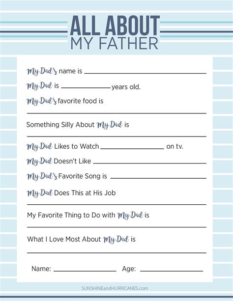 Fathers Day Printable Questionnaire