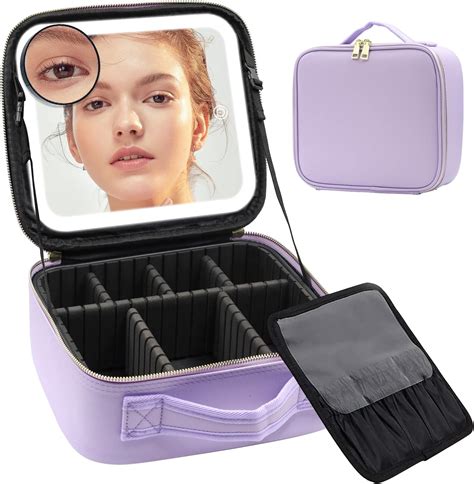 Jadazror Travel Makeup Bag With Lighted Mirror Makeup