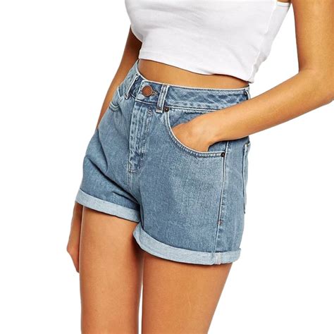 Bonjean Europe Blue Crimping Denim Shorts For Women 2018 Summer New