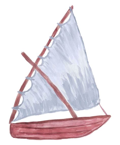 Desenho A Cores Vetoriais De Um Barco Vela Estilizado Como Uma