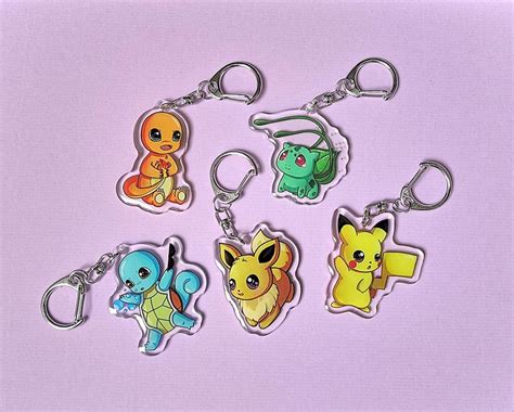Pokemon Acrylic Keychains Cute Clear Key Chain Pikachu Etsy