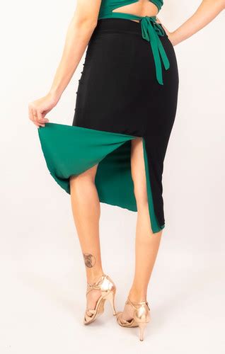 Stephanie Black Emerald Green Reversible Classic Tango Skirt Chique