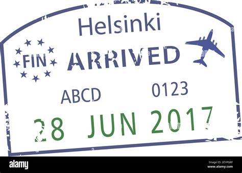 Helsinki Airport Arrival Sign On Isolated Visa Stamp Vector Finland