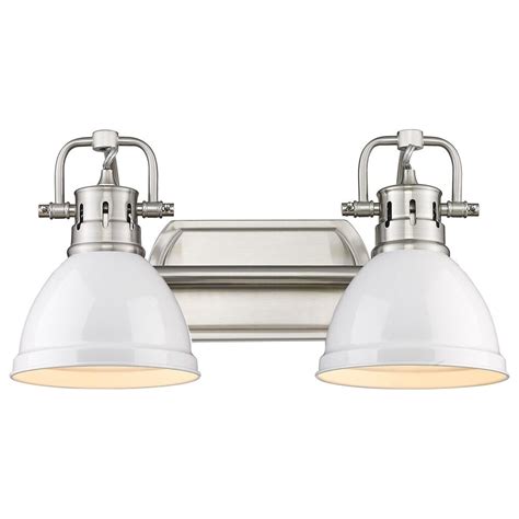 Golden Lighting Duncan 2 Light Bath Vanity In Pewter And Glossy White Shop Nfm