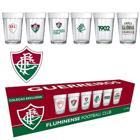 Jogo Copos Fluminense Nadir Figueiredo Americano Vidro Ml Kit