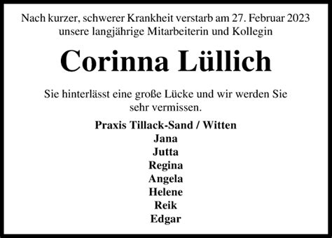 Traueranzeigen Von Corinna L Llich Trauer Gedenken