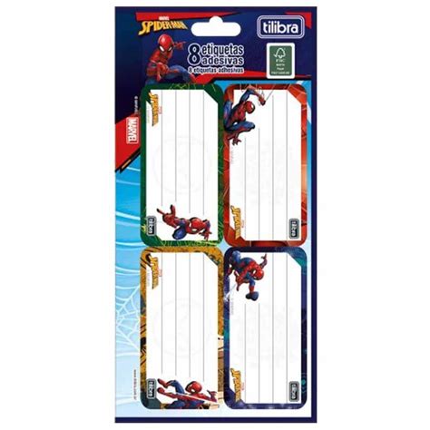 Etiqueta Escolar Adesiva Spider Man 8 Etiquetas 234559 Tilibra UN