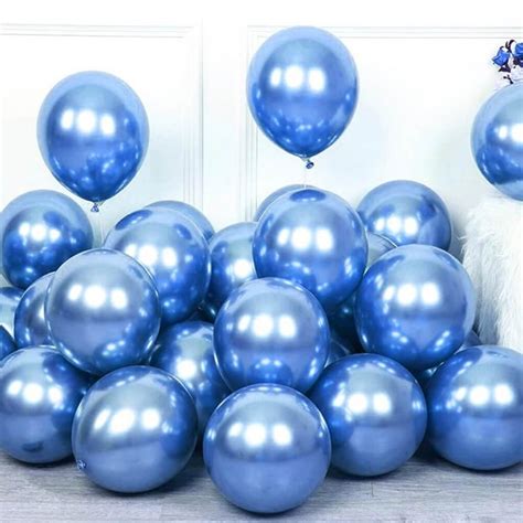 10 Inch Metallic Chrome Blue Latex Balloons 10pk