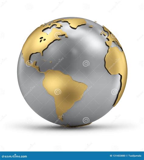 Gold And Silver Earth Globe With Shadow Royalty Free Stock Image