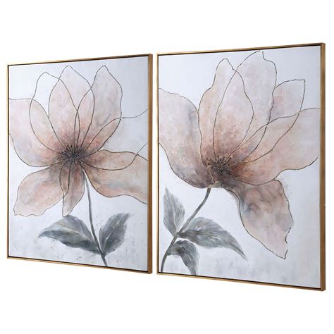 Uttermost Vanishing Blooms Hand Painted Canvases Set Of Uttermost