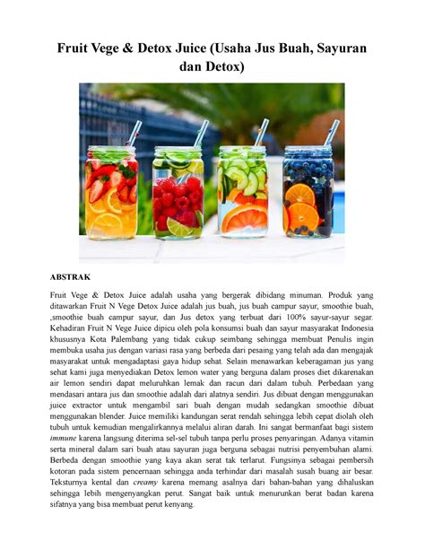 Usaha Jus Buah Dan Sayuran Fruit Vege Detox Juice Usaha Jus Buah