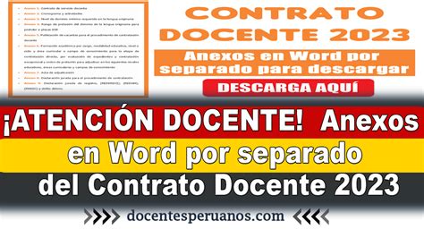 Atenci N Docente Anexos En Word Por Separado Del Contrato Docente