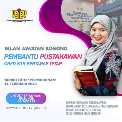 Iklan Jawatan Perbadanan Perpustakaan Awam Negeri Sembilan Portal