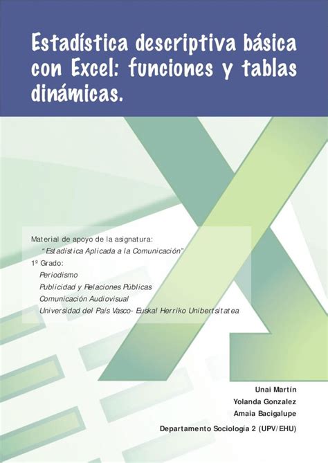 Pdf Estad Stica Descriptiva B Sica Con Excel Funciones Y