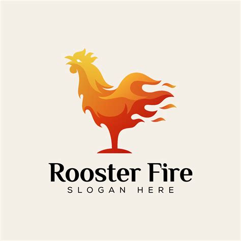 Rooster Fire Food Logo Chicken Hot Food Logo Design Vector Template