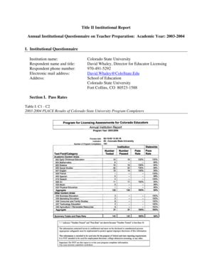 Fillable Online Colostate Title II Institutional Report 03 04